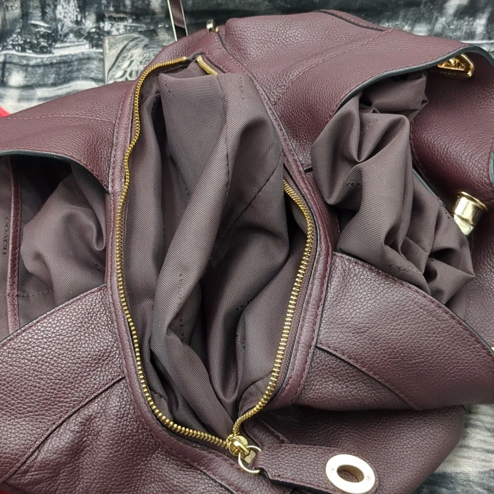Coach Deep Burgundy Edie Leather Bag
